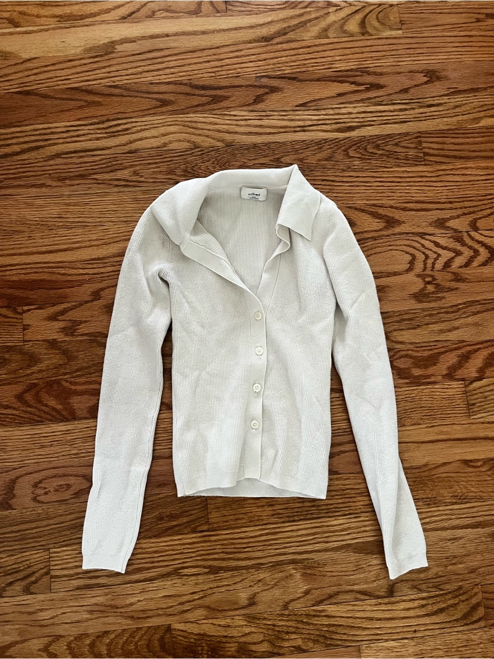 Aritzia Cream Button-Up Collared Sweater
